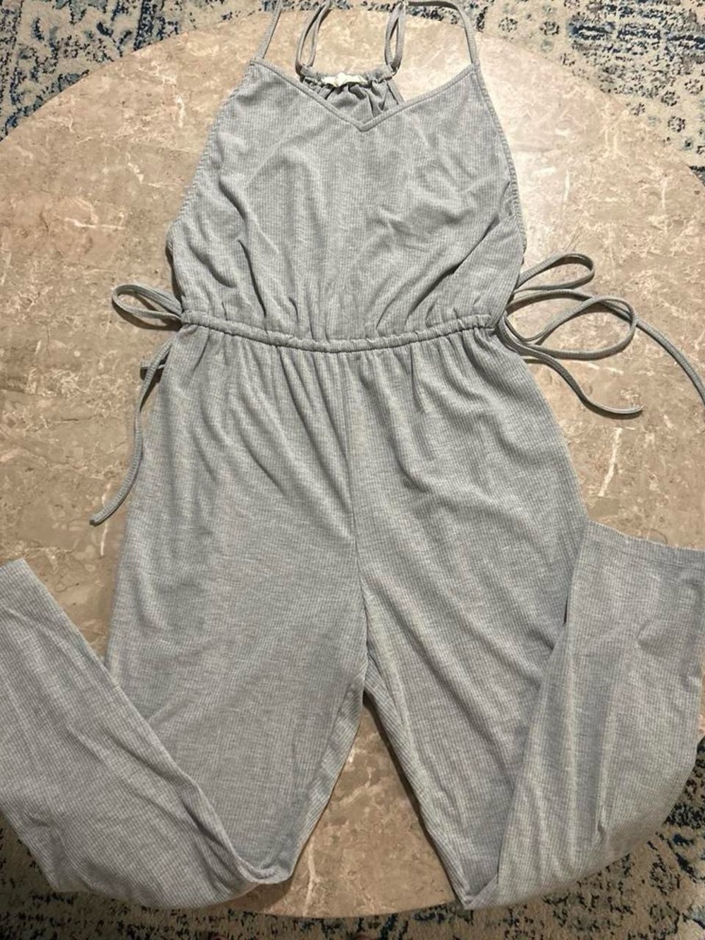 Women’s Light Gray Ribbed Jumpsuit